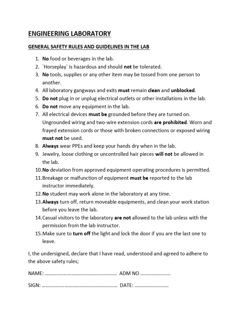 General Safety Rules and Guidelines in The Lab | PDF