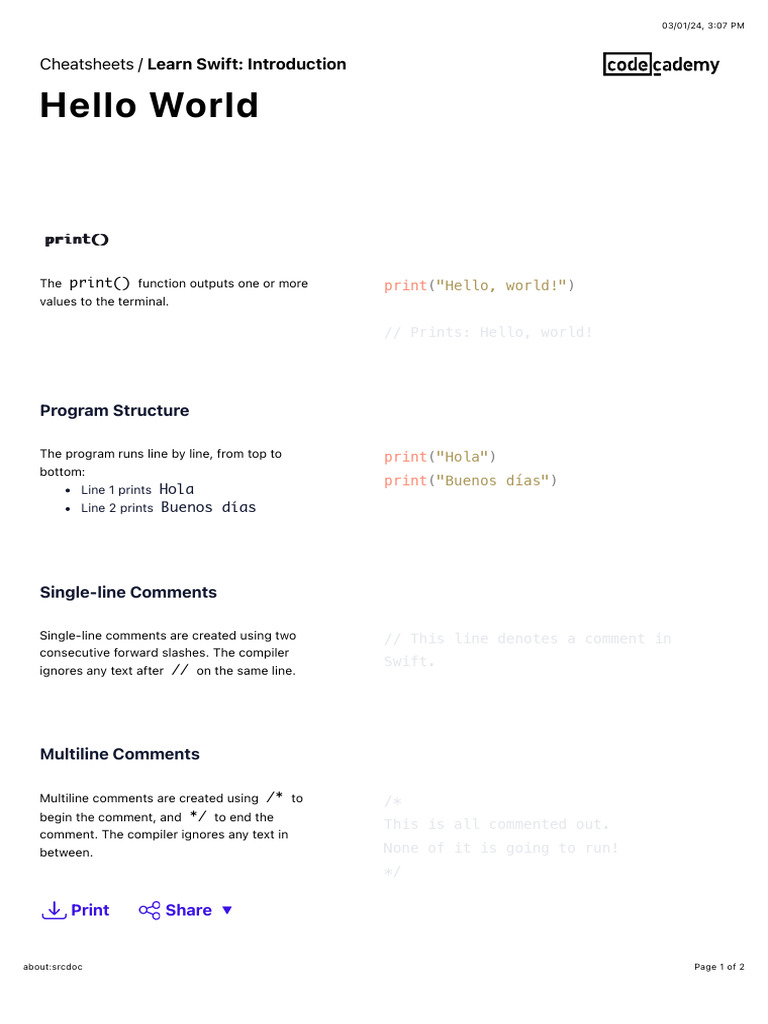 Hello World Cheatsheet | PDF