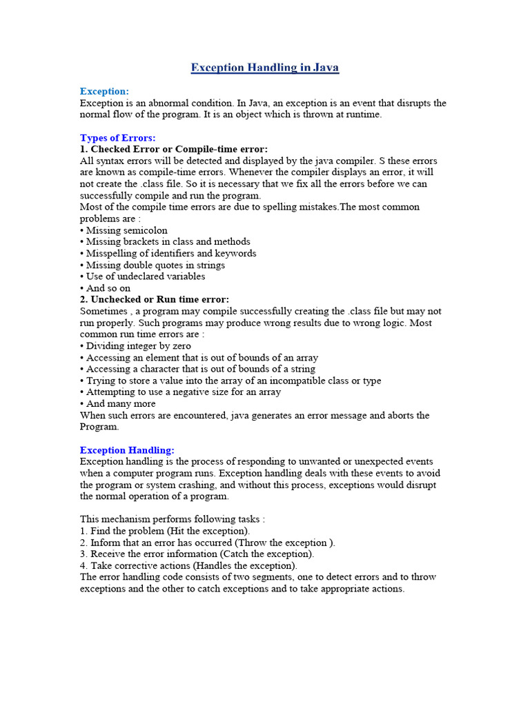 Exception Handling | PDF