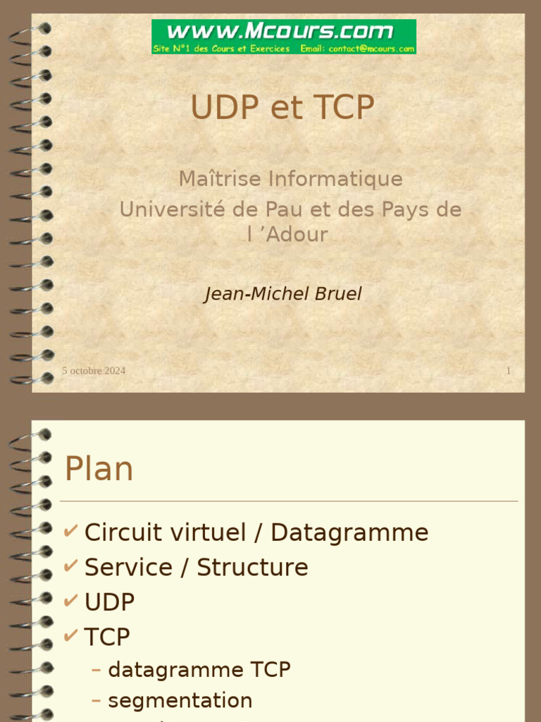 Datagramme TCP et UDP : Comparaison | PDF | Protocole de contrôle de ...