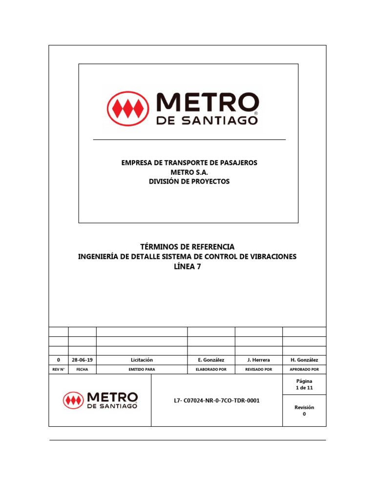 Empresa de Transporte de Pasajeros Metro S.A. División de Proyectos | PDF