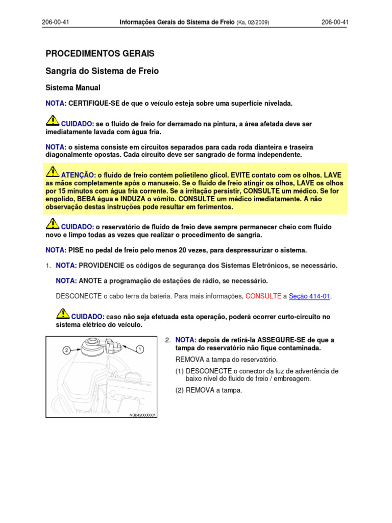 Sangria do Sistema de Freio: Procedimentos | PDF | Pressão
