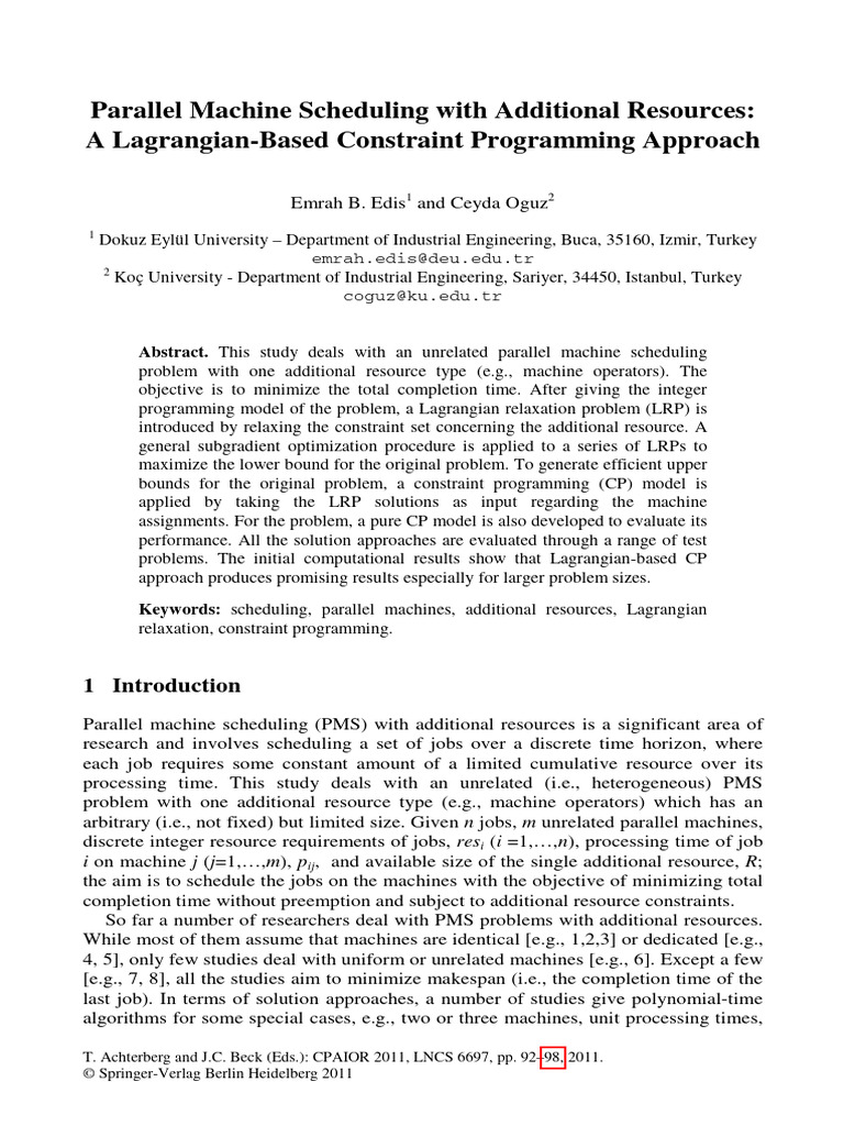 2011 - Emrah B Edis & Oguz - Parallel Machine Scheduling With ...