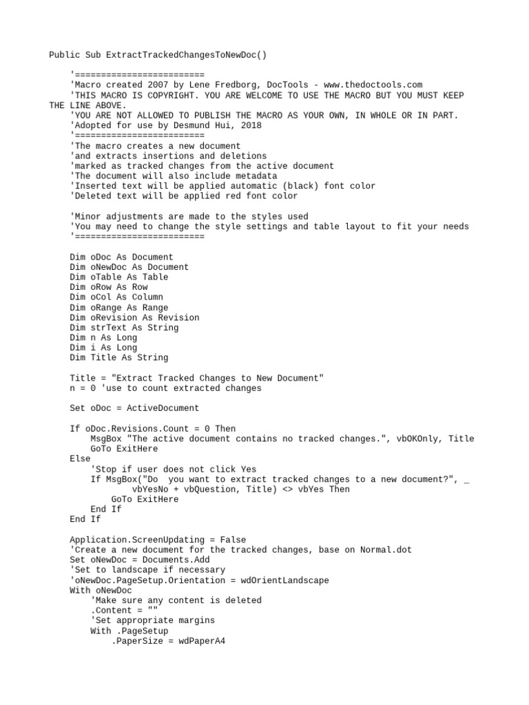 Extract Tracked Changes To New Doc | PDF | Written Communication ...