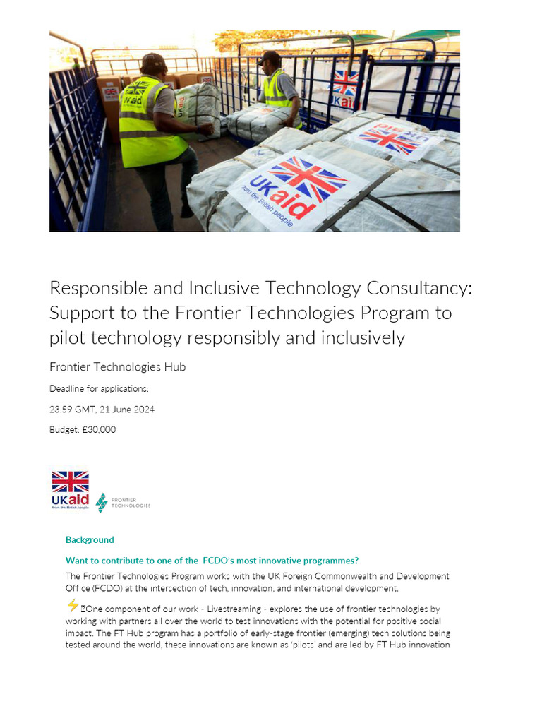 FCDO Tech Pilots RFP | PDF
