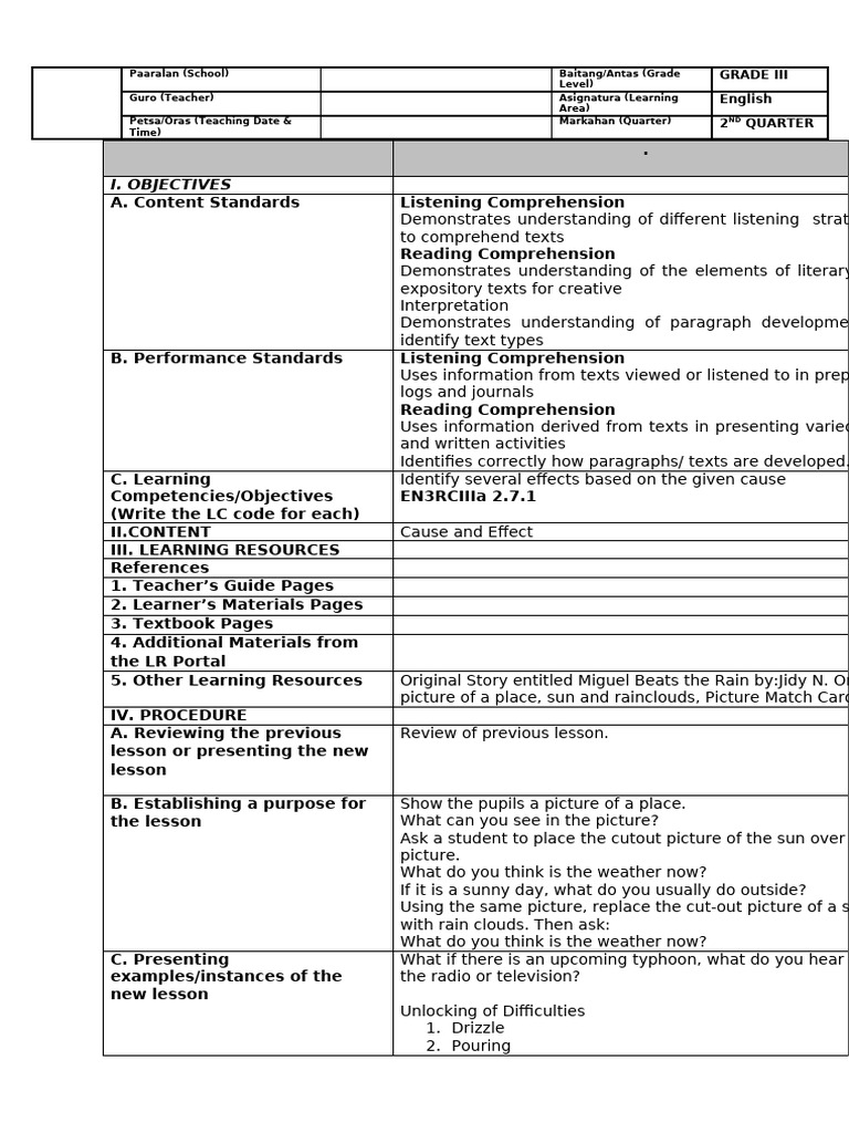 Demo DLP English 3 | PDF