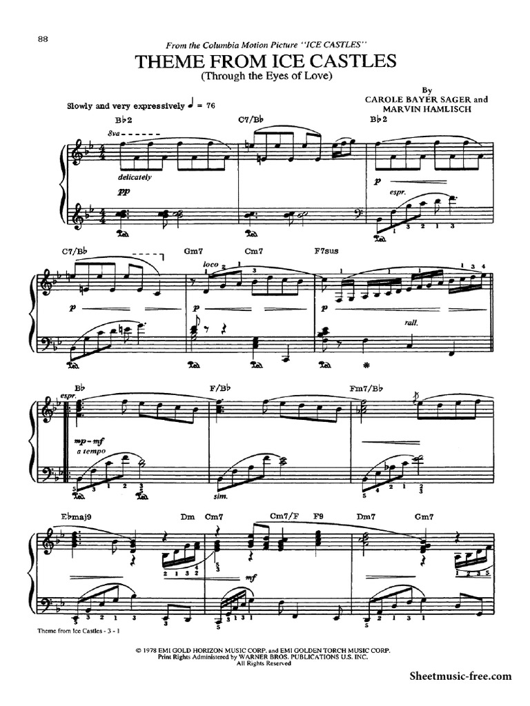 Theme from ice castles sheet music through the eyes of love sheet music