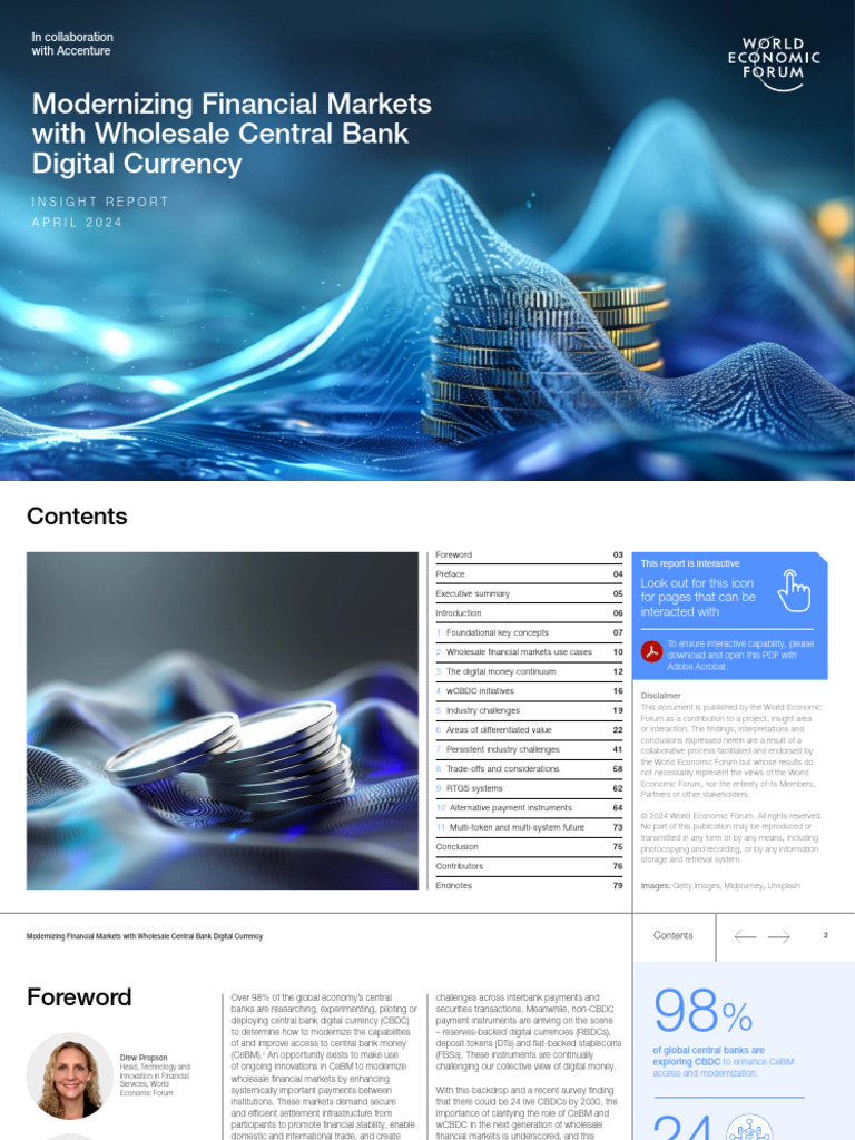 Wef Modernizing Financial Markets With Wholesale Central Bank Digital