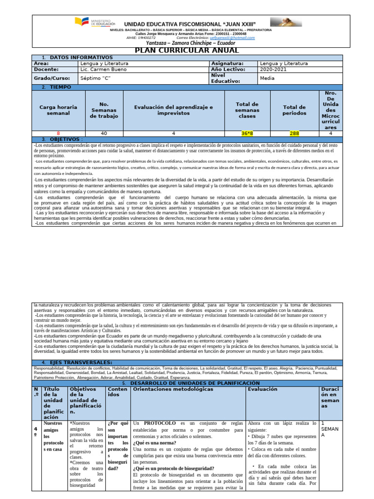 Punto 18 Planificacion Curricular Anual Pca | PDF