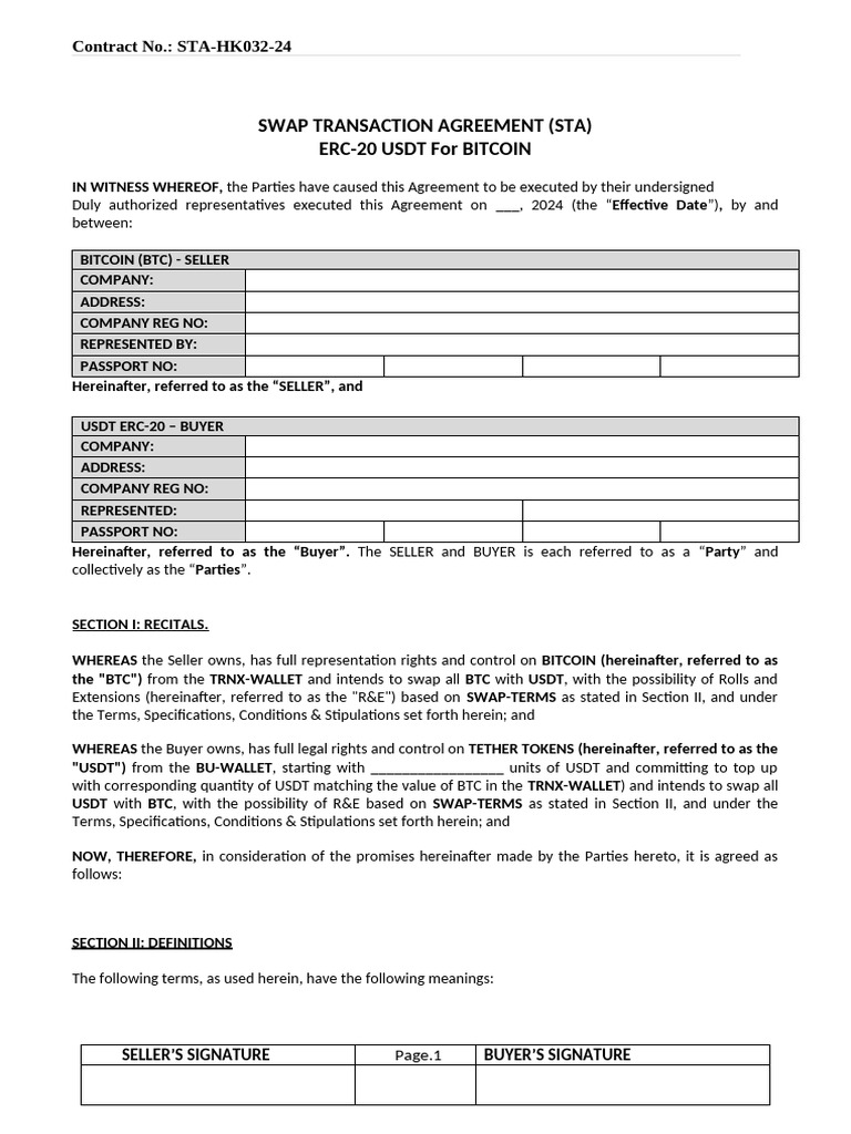 240929B - SWAP TRANSACTION AGREEMENT - Deposit 1BTC Bonus - V | PDF