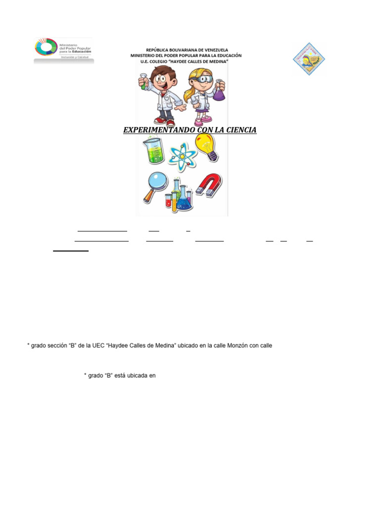 Proyecto de Ciencia para 5to Grado | PDF | Evaluación | Ciencia y ...