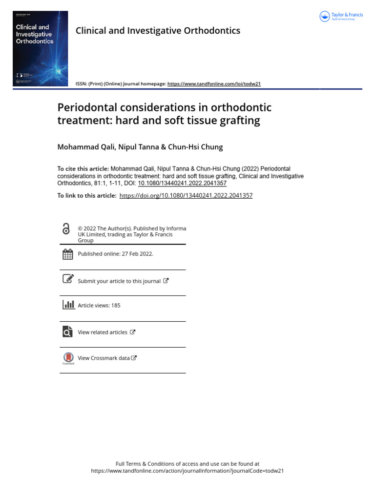 Periodontal Considerations in Orthodontic Treatmen | PDF