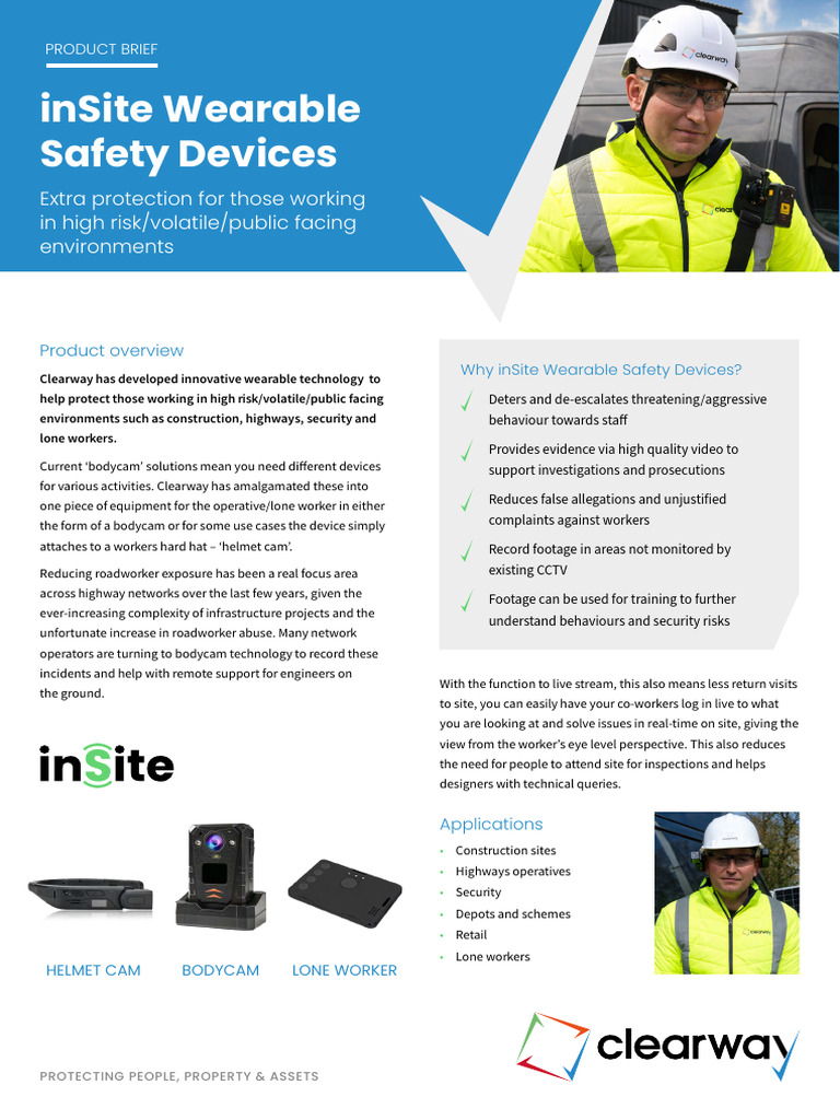 Clearway PB InSite Wearable Devices | PDF | Video | Camera