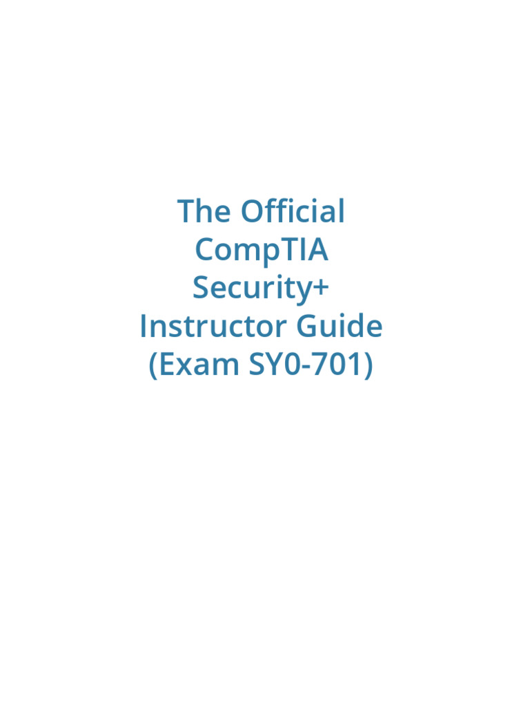 Downloadable Official CompTIA Security+ Instructor Guide | PDF
