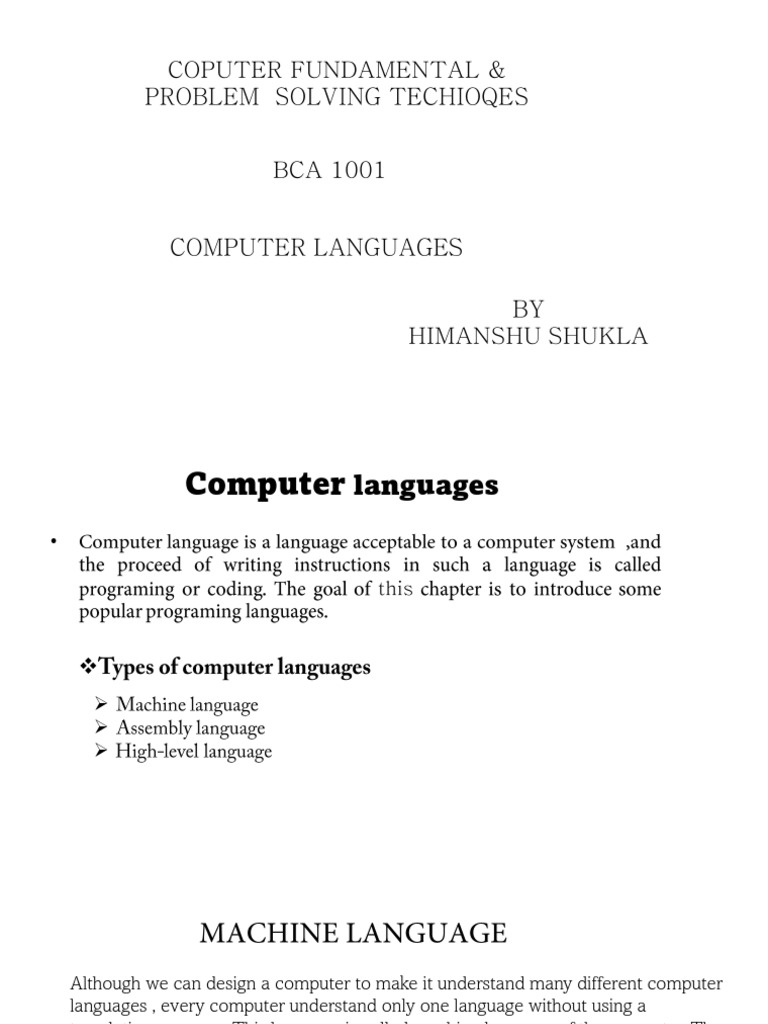Computer Languages - PPT 1 1 | PDF