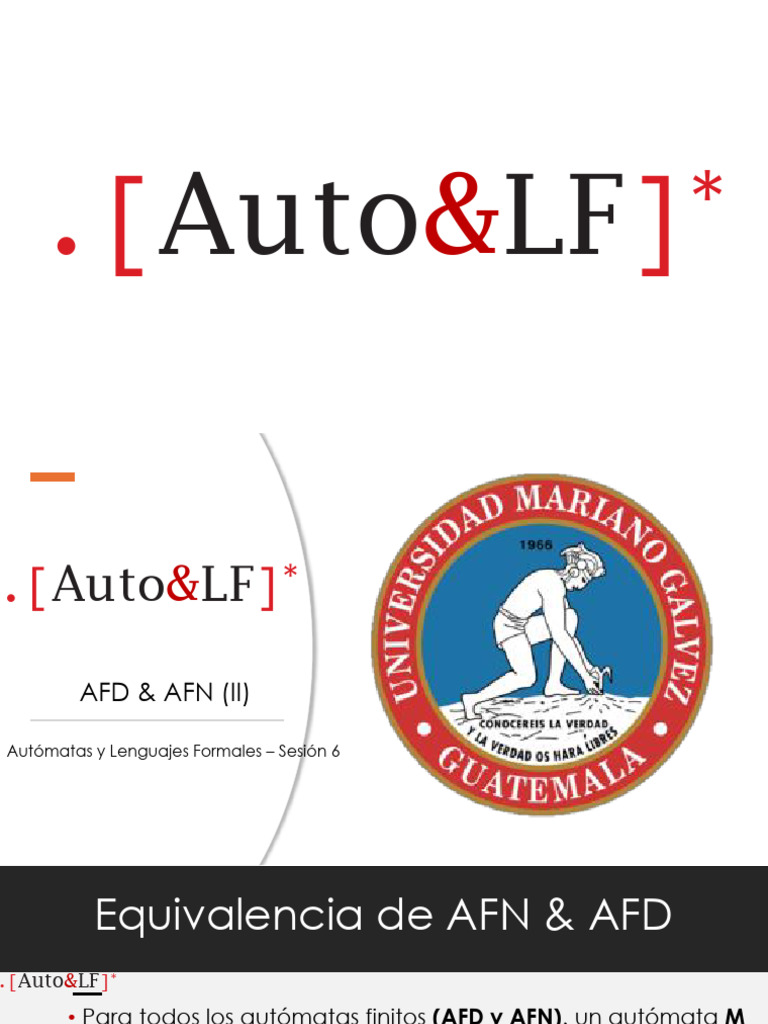 Sesión006 - Autómatas y Lenguajes Formales - AFD & AFN (II) | PDF ...
