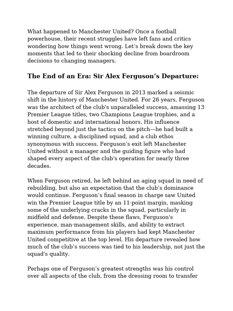 The Untold Story About Manchester United's Downfall PDF