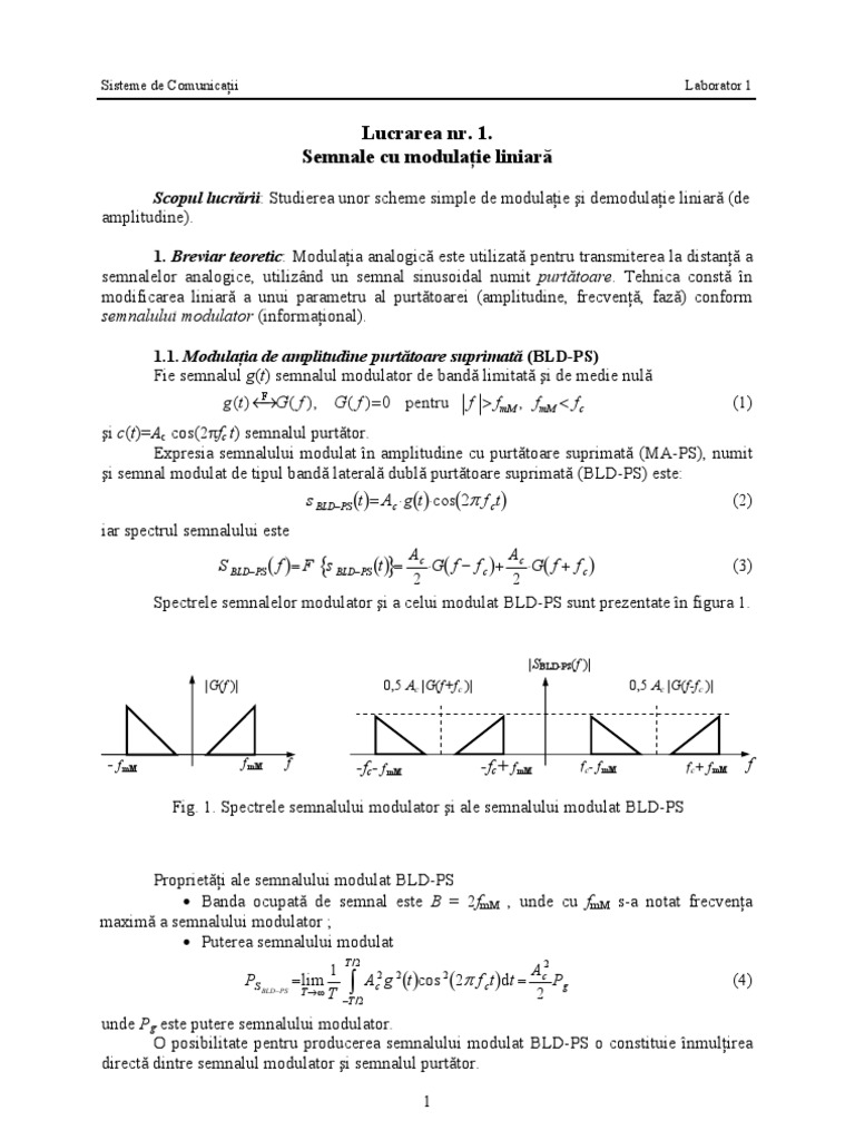 SC - L1 - Modulatie Si Demodulatie de Amplitudine - v2 | PDF
