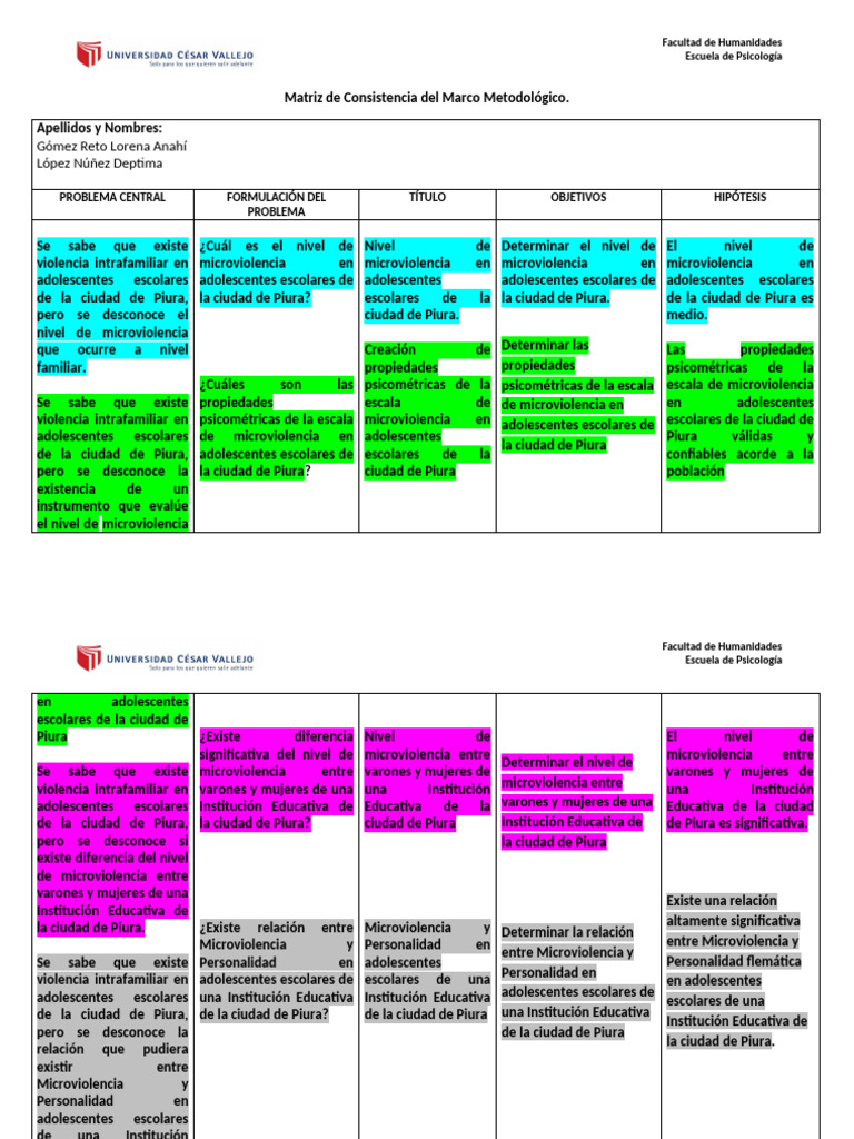 Matriz de Consistencia | PDF