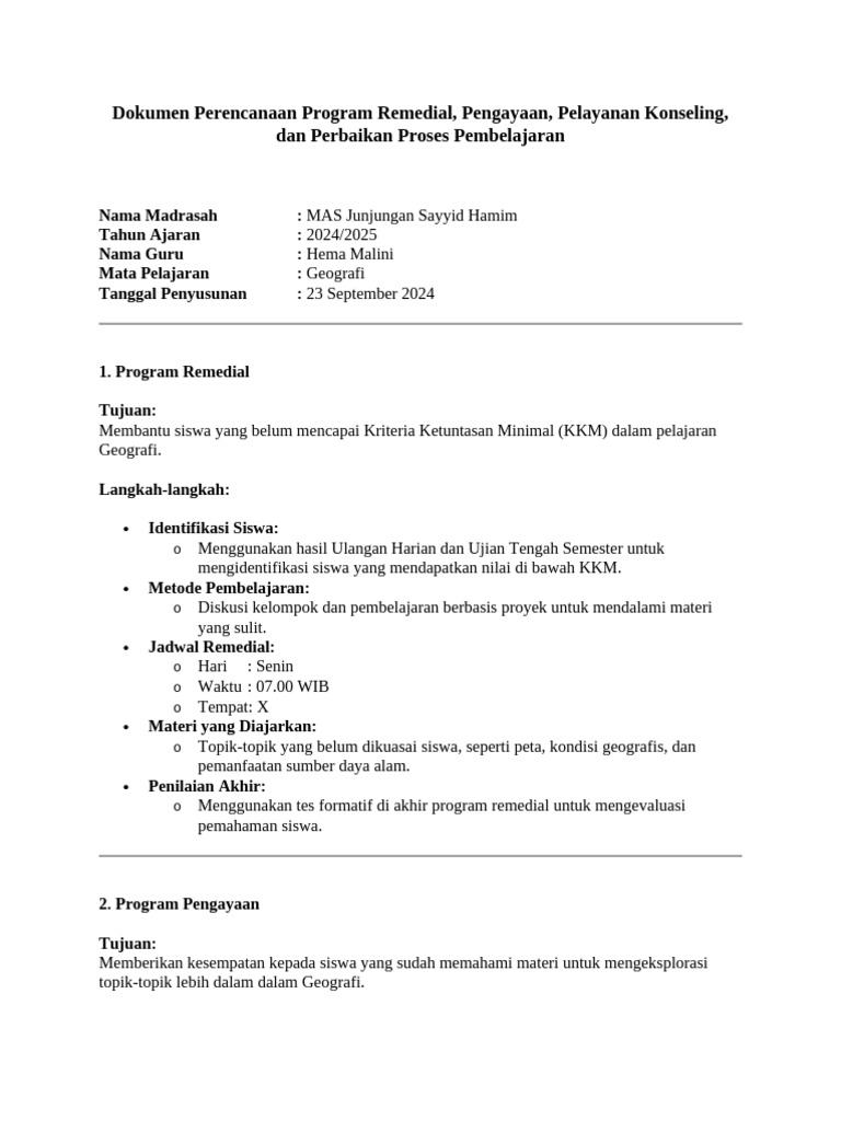 Daftar Remedi | PDF