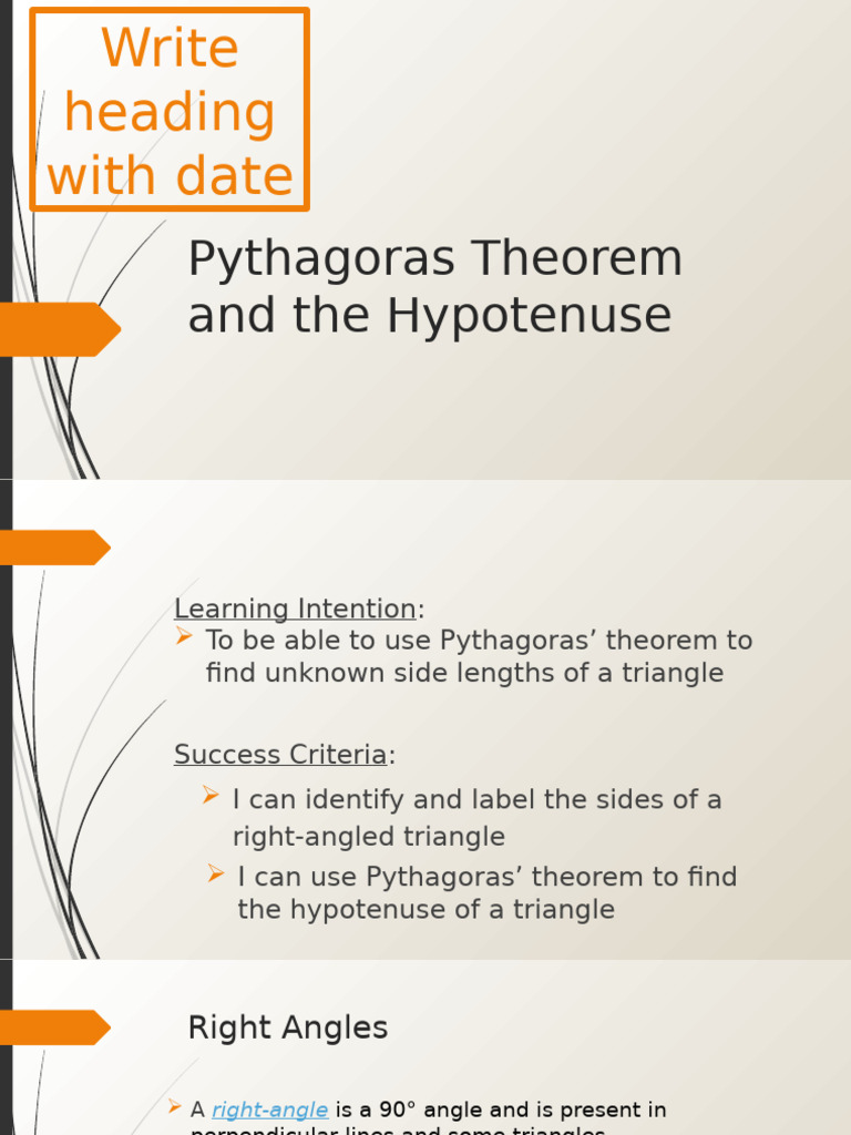 Pythagoras Theorem & The Hypotenuse | PDF