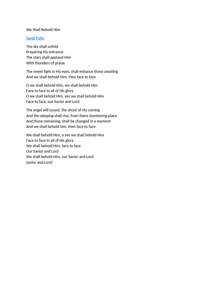 We shall behold him pdf