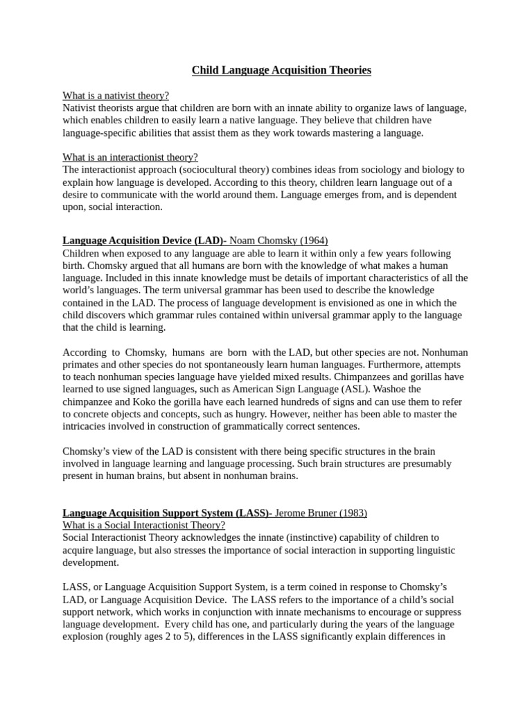 Paper 3 - Child Language Acquisition Theories | PDF
