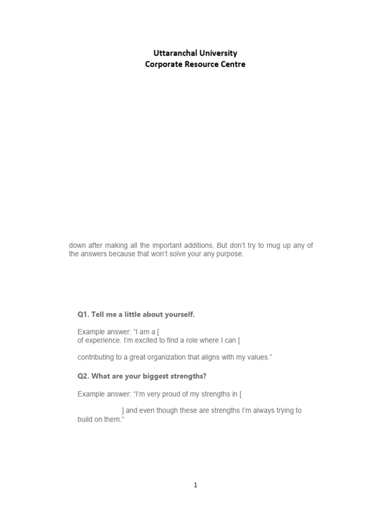 Interview Questions 1 1 Pdf 