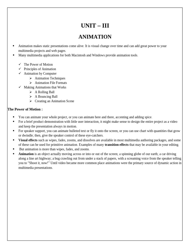 Unit - Iii (Animation) | PDF