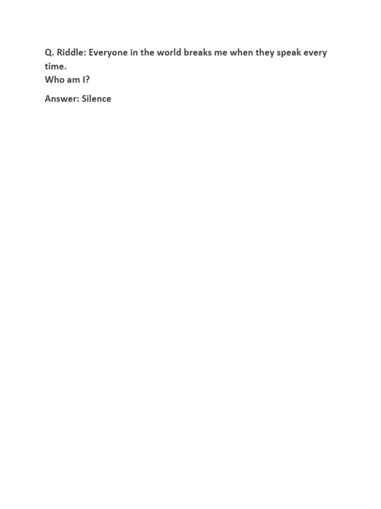 Riddle Answer | PDF