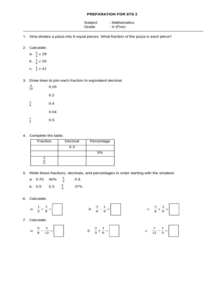 Math Preparation For STS 2 | PDF