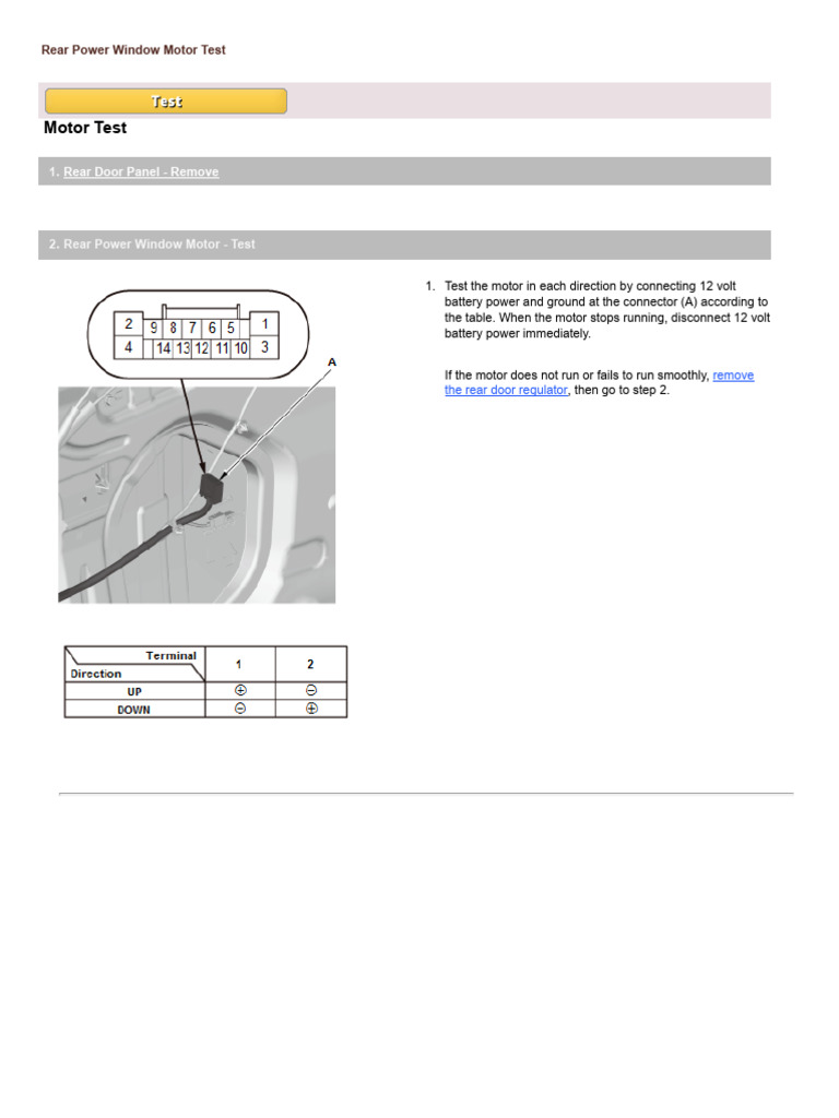 Rear Power Window Motor Test 2650 | PDF