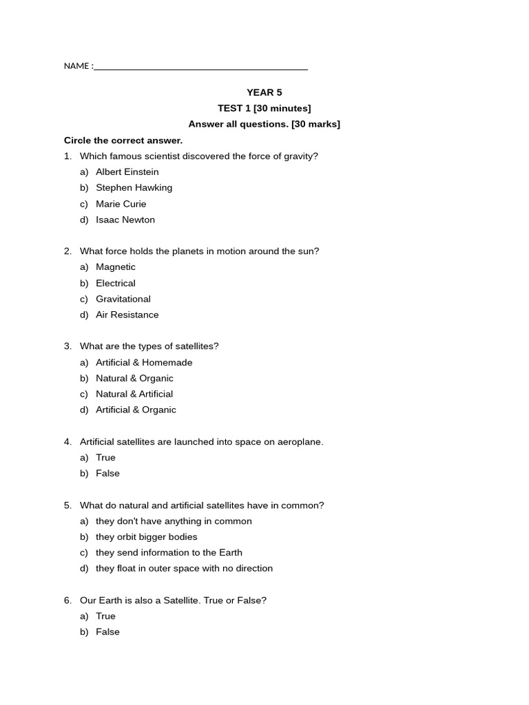 TEST 1 Term 3 | PDF
