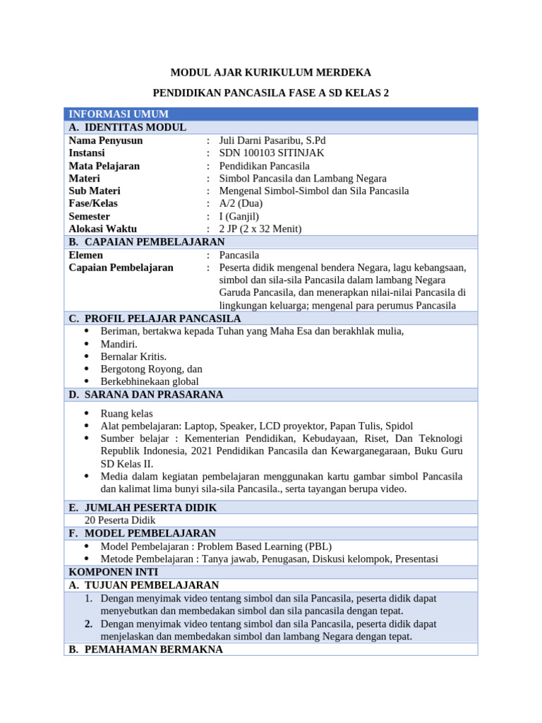 Modul Ajar Kurikulum Merdeka | PDF