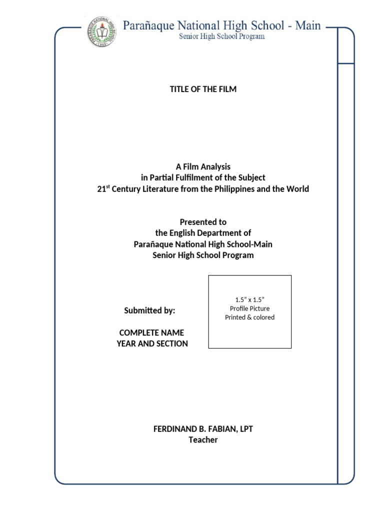 Film Analysis Template | PDF
