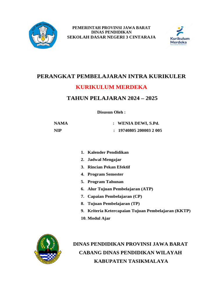 Cover Perangkat Pembelajaran Kurmer | PDF