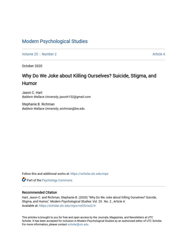 Suicide Stigma & Humor | PDF