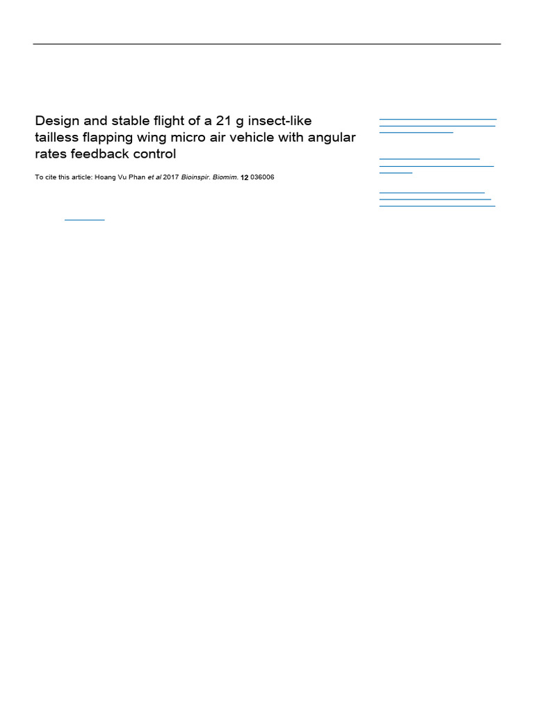 Design and Stable Flight of A 21 G Insect-Like Tailless Flapping Wing ...