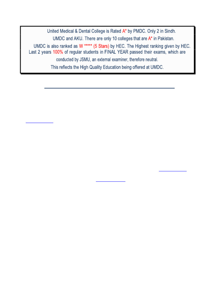 UMDC Admission Guidelines 2024-25 | PDF