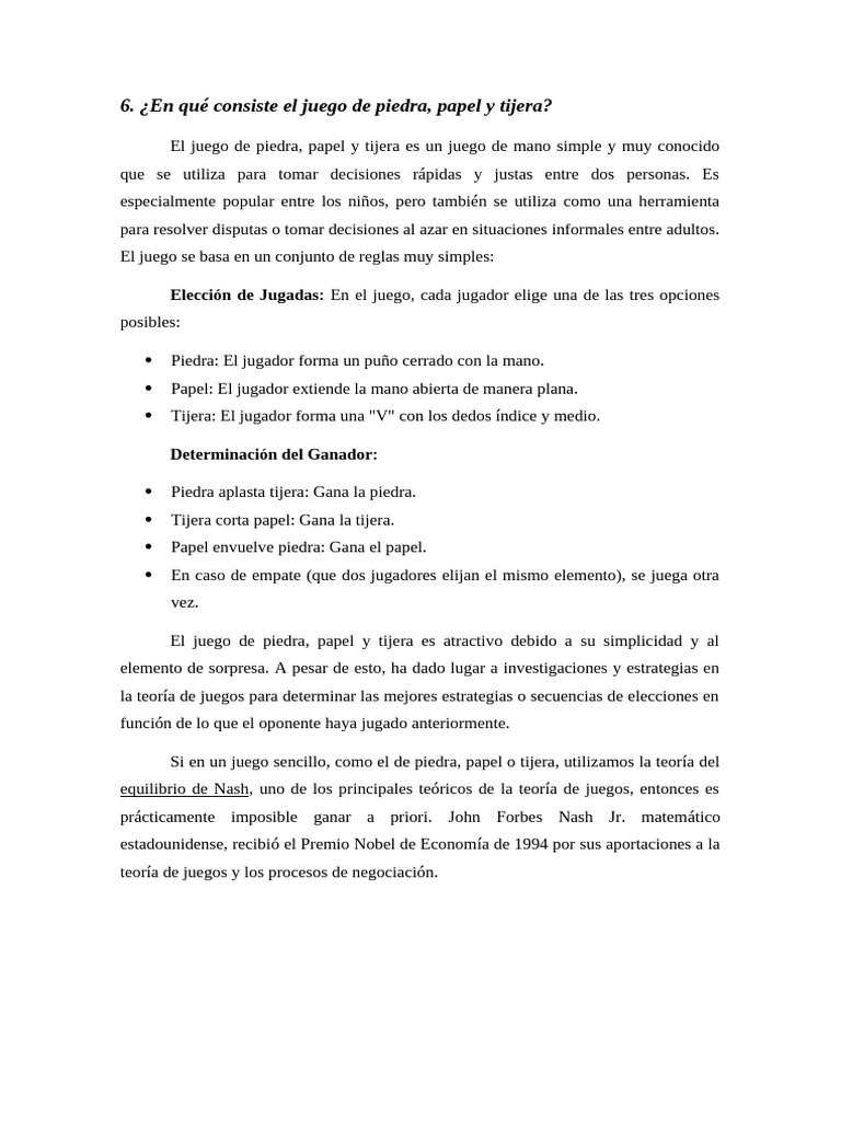 Estrategias en Piedra, Papel y Tijera | PDF | Teoría de juego | Juego ...