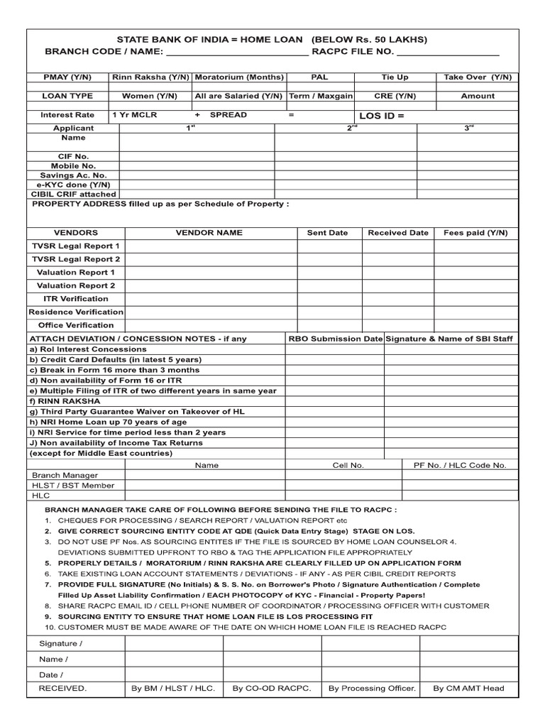 SBI Home Loan File | PDF