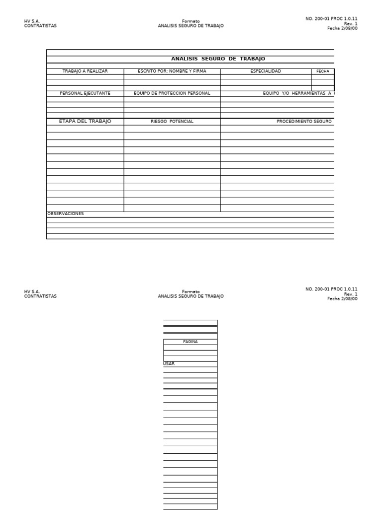 Formato analisis seguro de trabajo anexo 1 pdf