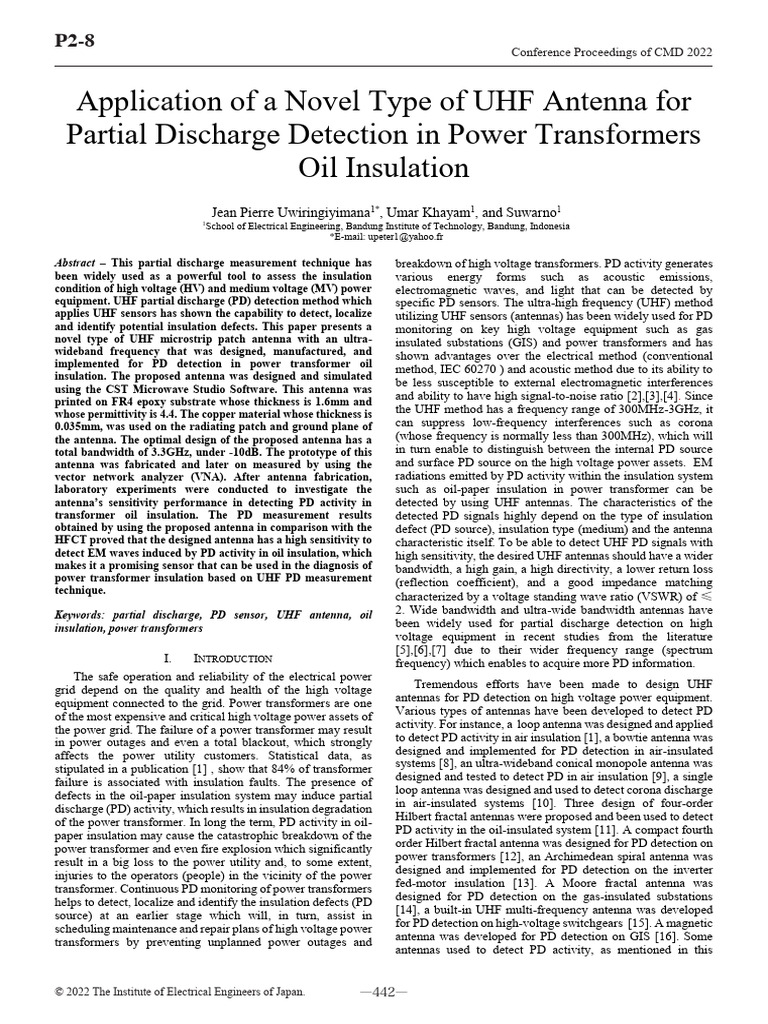 Application of A Novel Type of UHF Antenna For Partial Discharge ...
