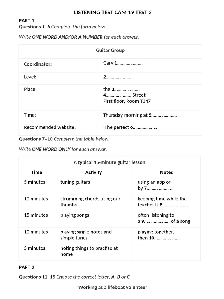 Listening Test Cam 19 Test 2 Pdf