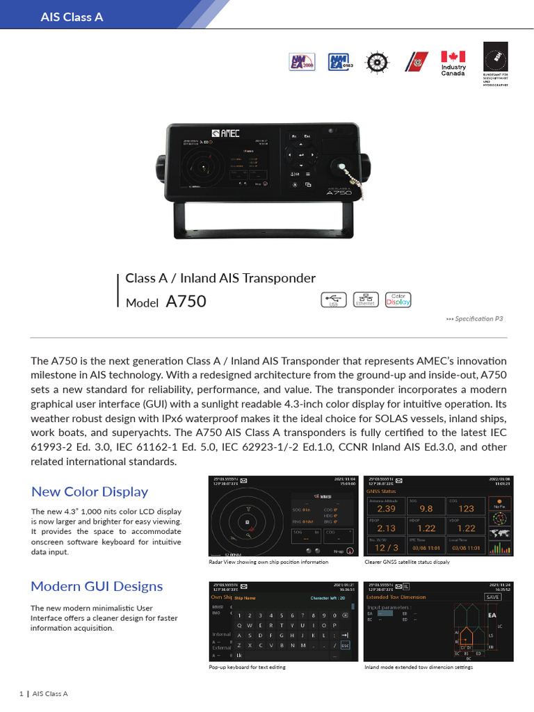 AIS Class A A750 Product Brochure | PDF