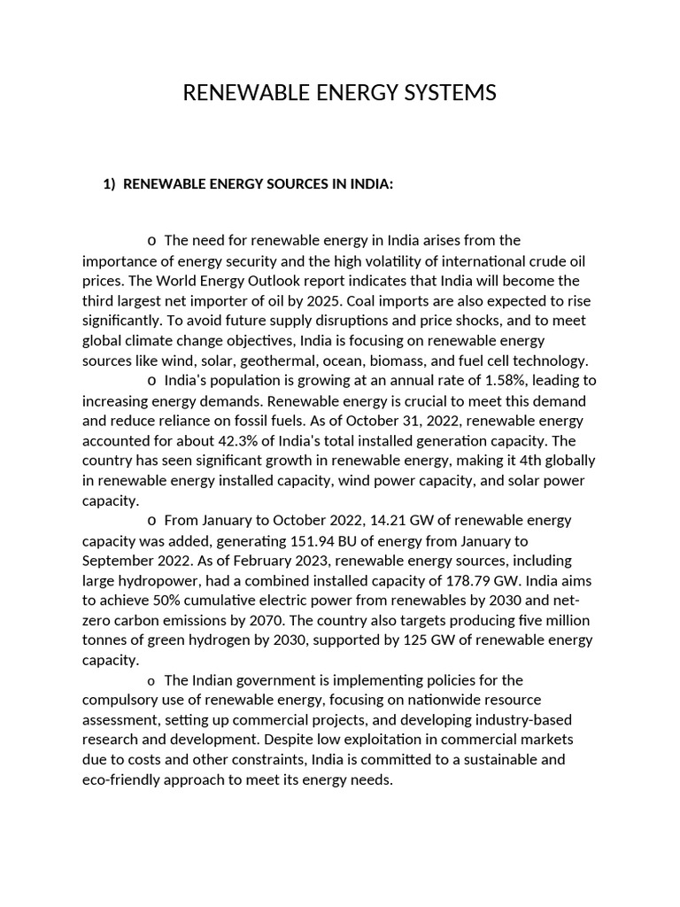 Renewable Energy Systems | PDF