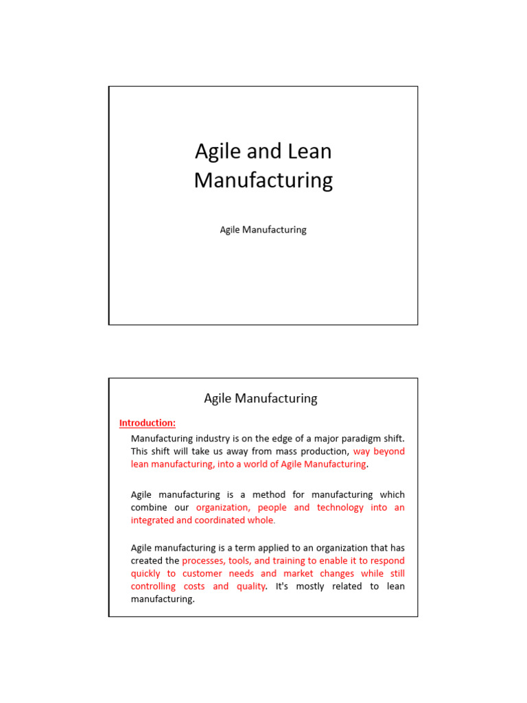 Agile and Lean Manufecturing | PDF