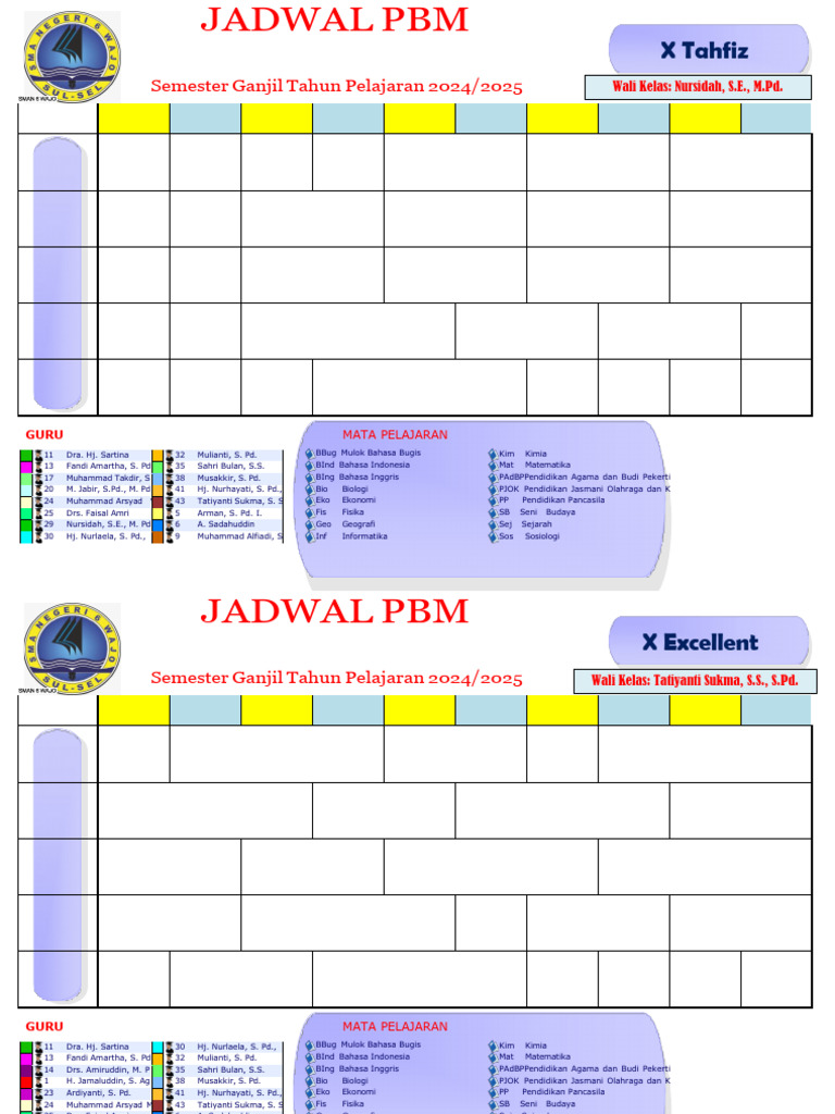 Roster Siswa Semester Ganjil 2024 | PDF