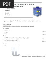 Grade 3 Term 2 Maths Exam Paper | PDF