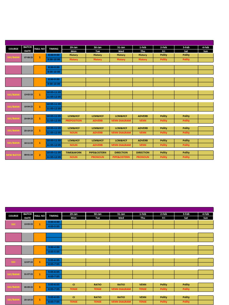 WEEKLY SCHEDULE-29 Jan-4 Feb, 2024 | PDF | Semantic Units | Language ...